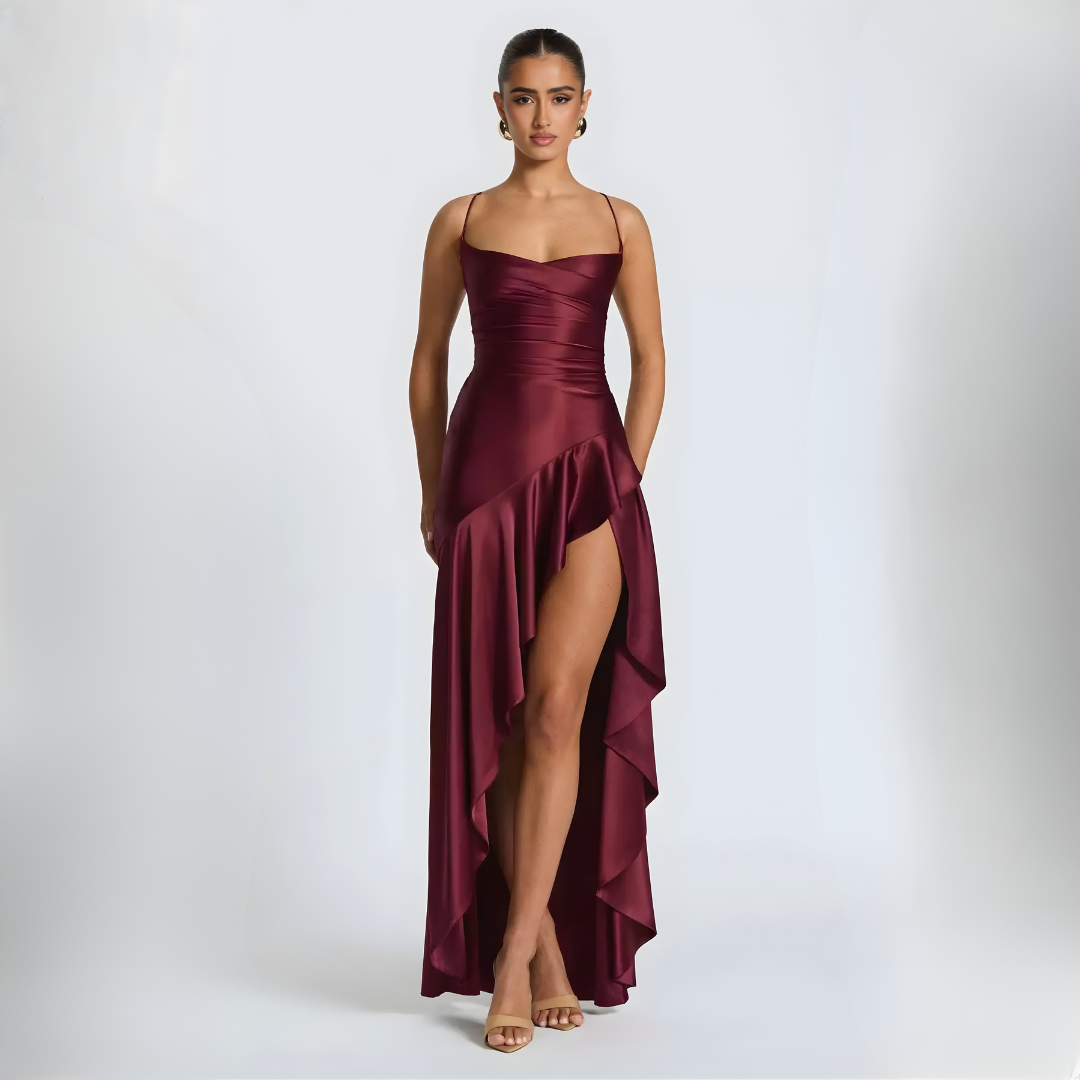 Women's Maxi Dress | Draped High Slit
