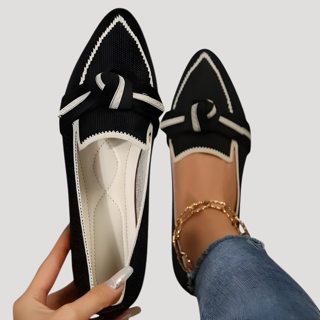 Women’s Loafers | Textured Pointed Bow Design