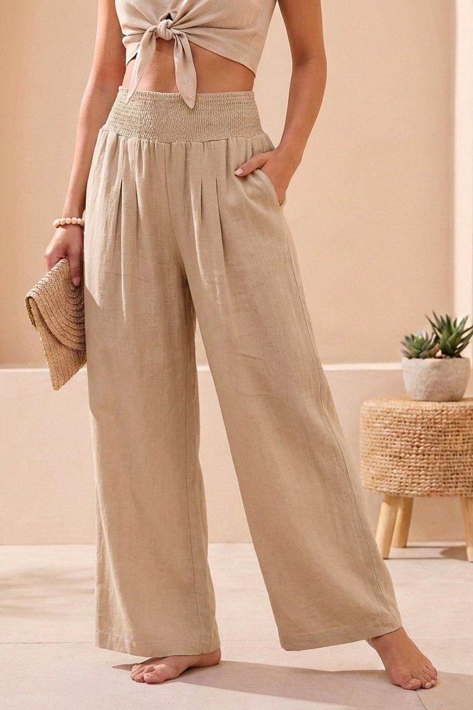 Women's Trouser |  Wide-Leg with Smocked Waistband