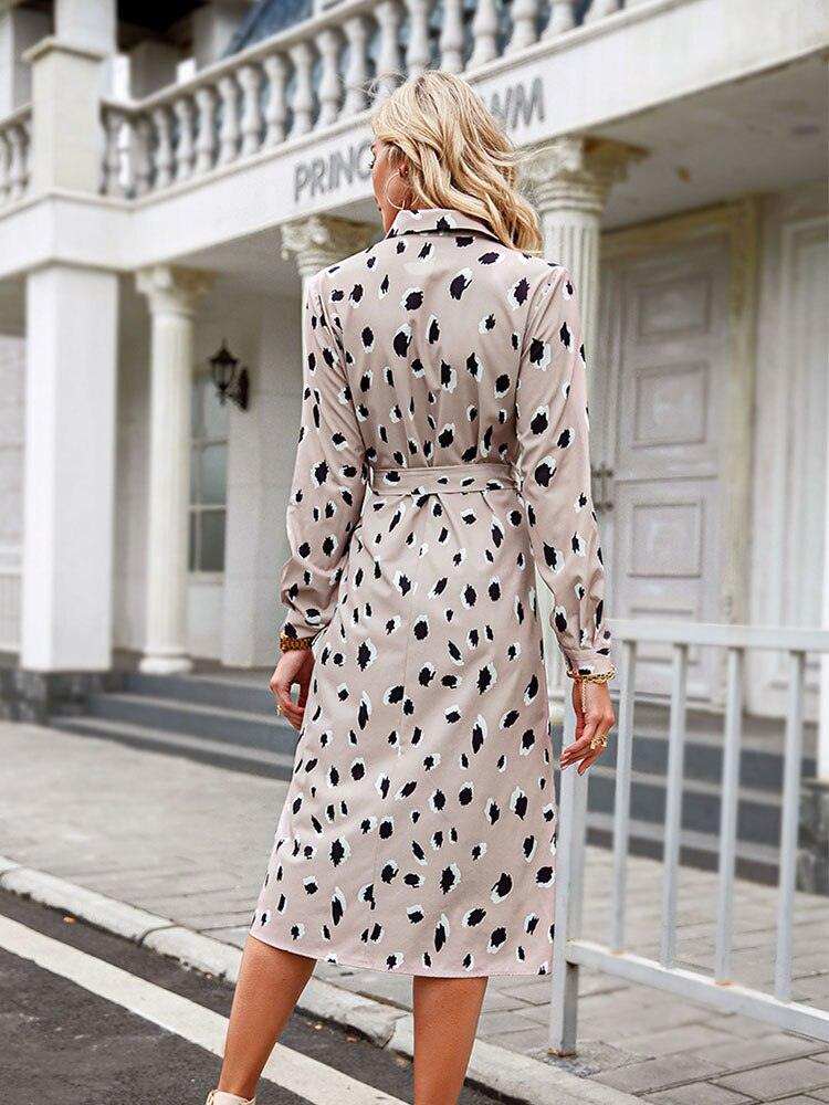 Women's Dress | Leopard Print Midi Waist Belt