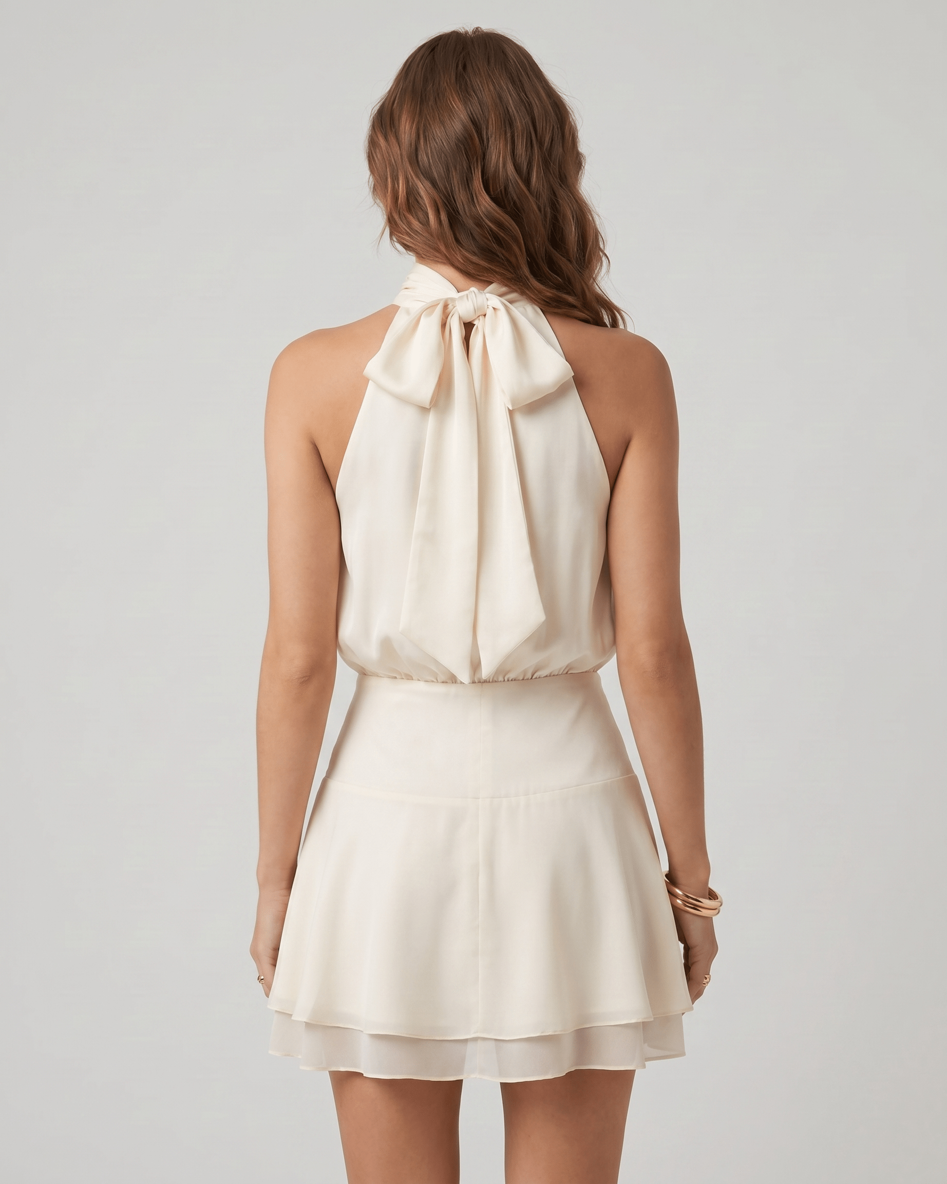 Women's Dress | Halter Neck Mini with Bow Back Detail