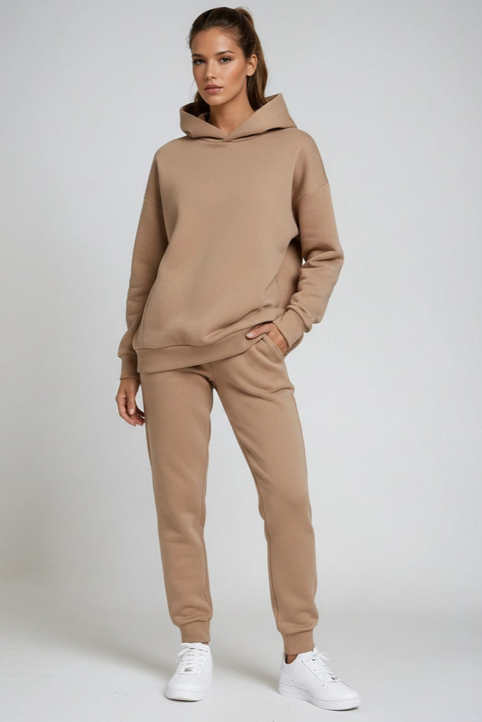 Womens Hoodies And Joggers Set with Relaxed Fit Sweatshirt and Ribbed Cuffs