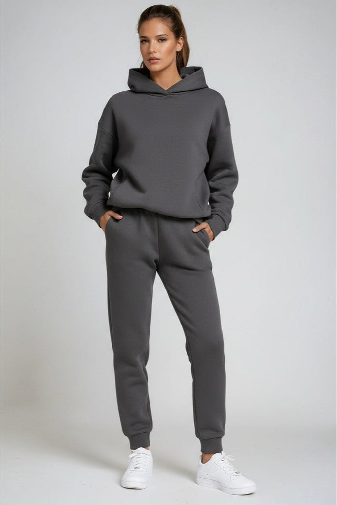 Womens Hoodies And Joggers Set with Relaxed Fit Sweatshirt and Ribbed Cuffs
