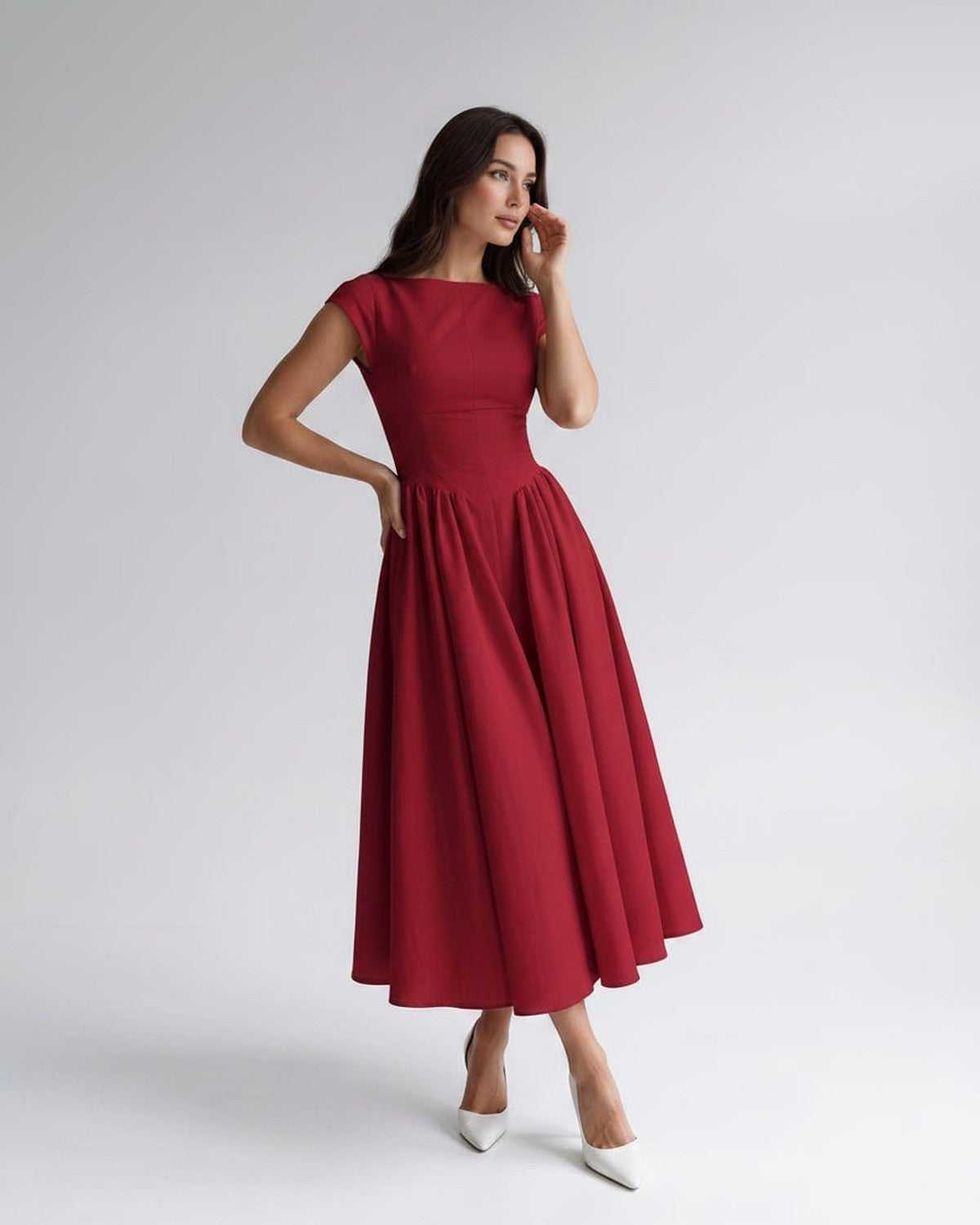Women's Dress | Midi Pleated Skirt Drop Waist