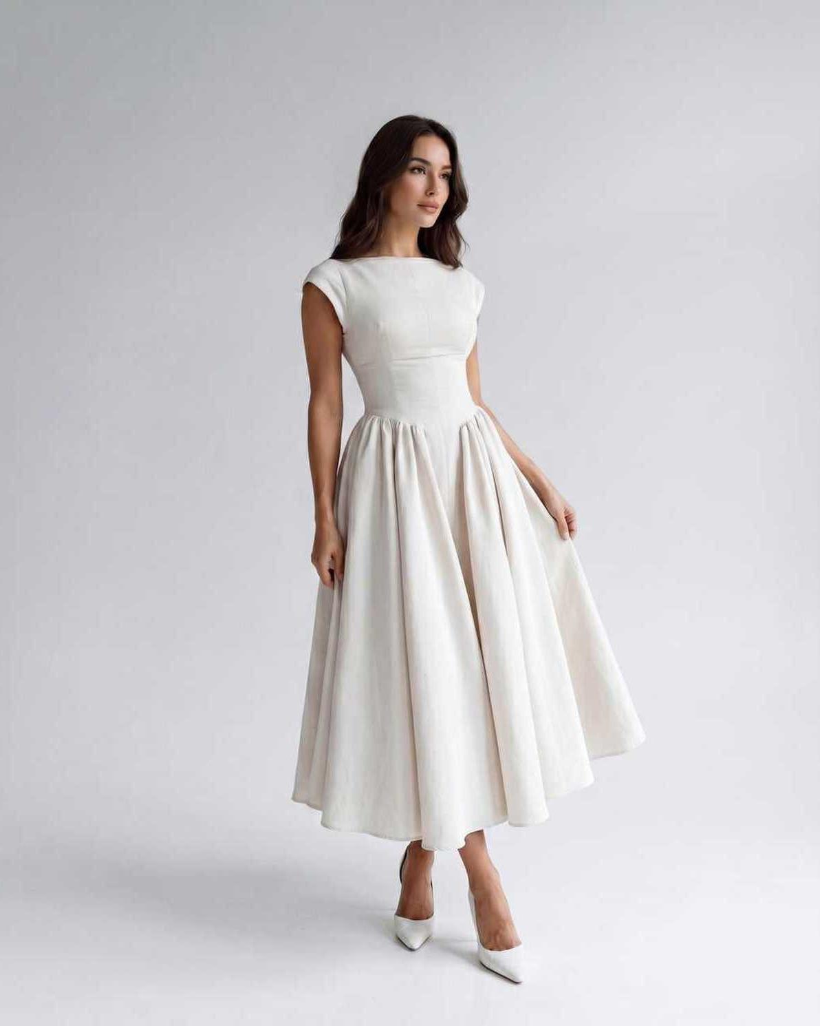 Women's Dress | Midi Pleated Skirt Drop Waist
