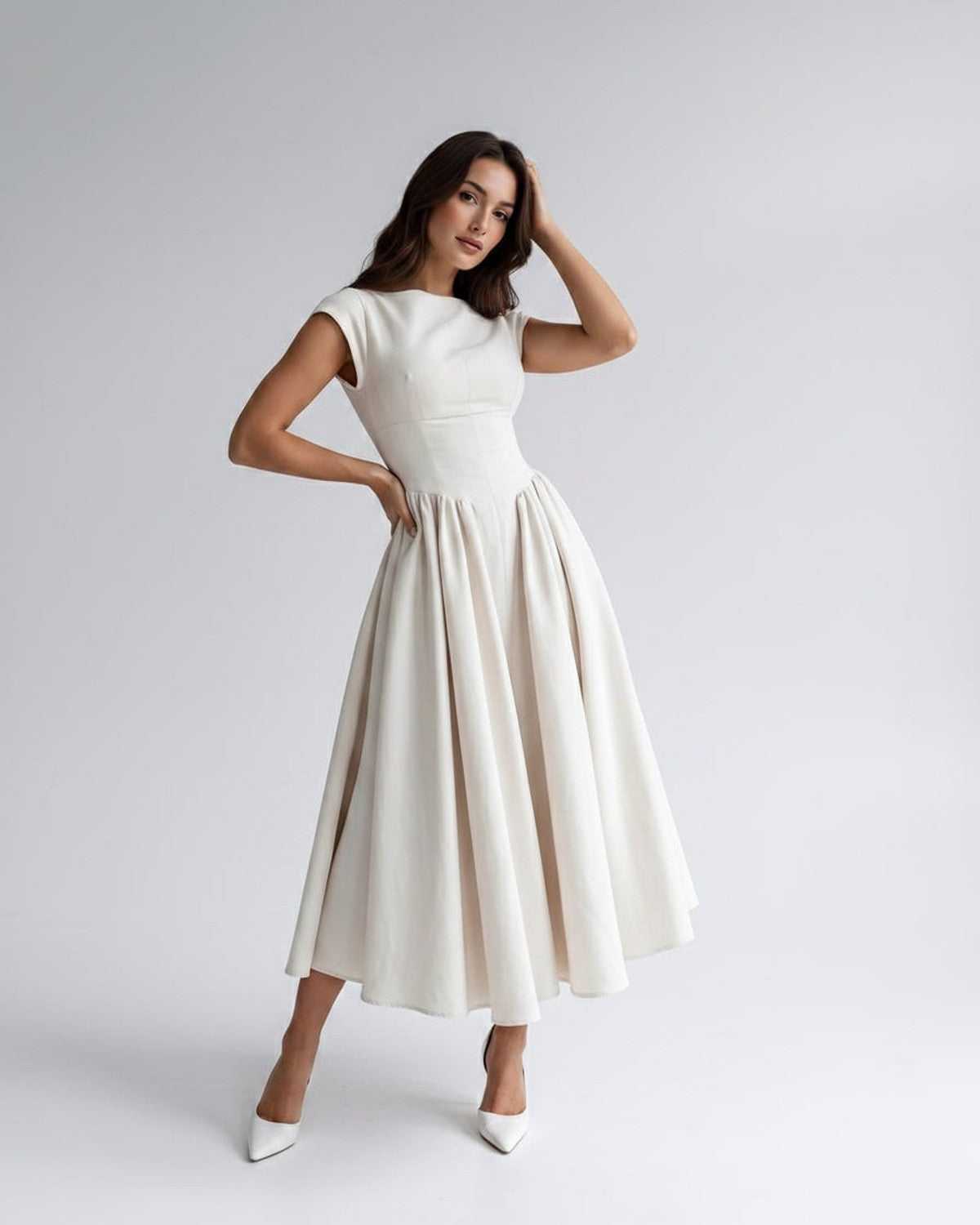 Women's Dress | Midi Pleated Skirt Drop Waist
