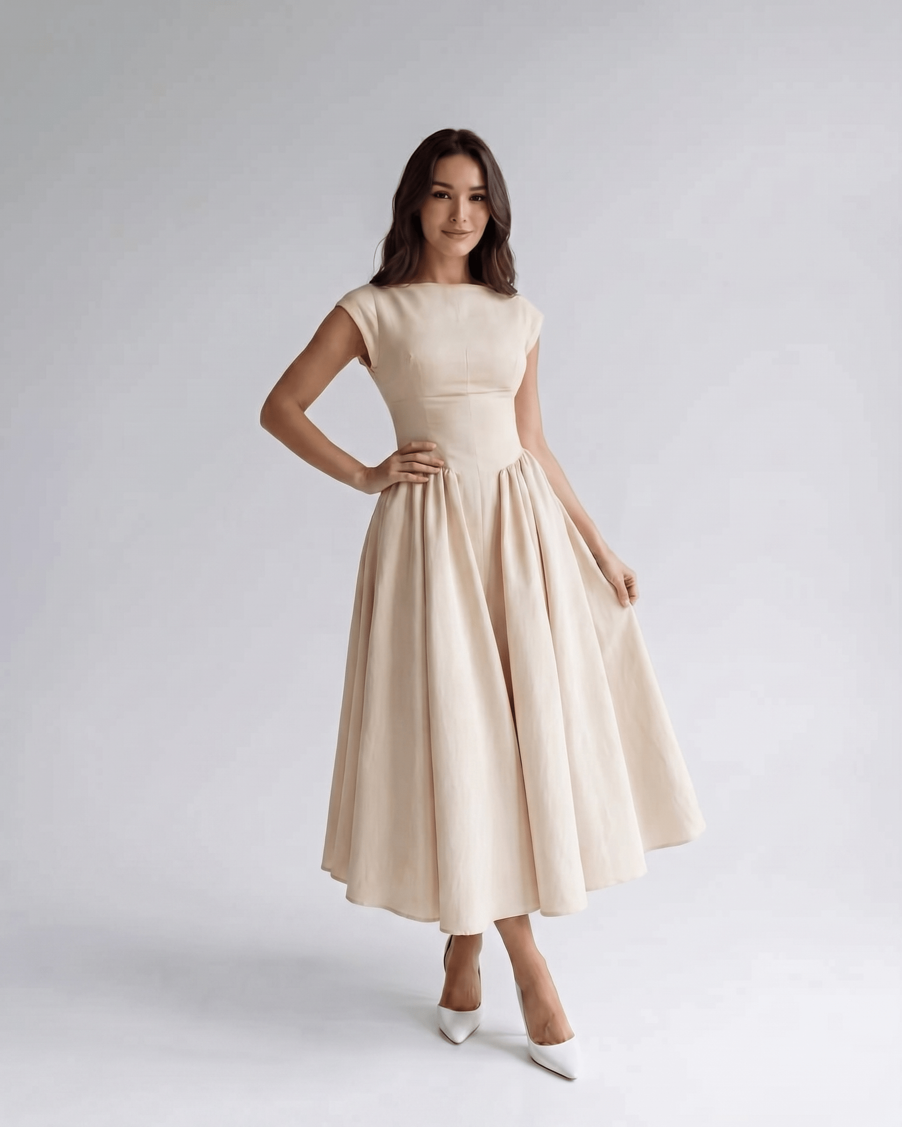 Women's Dress | Midi Pleated Skirt Drop Waist