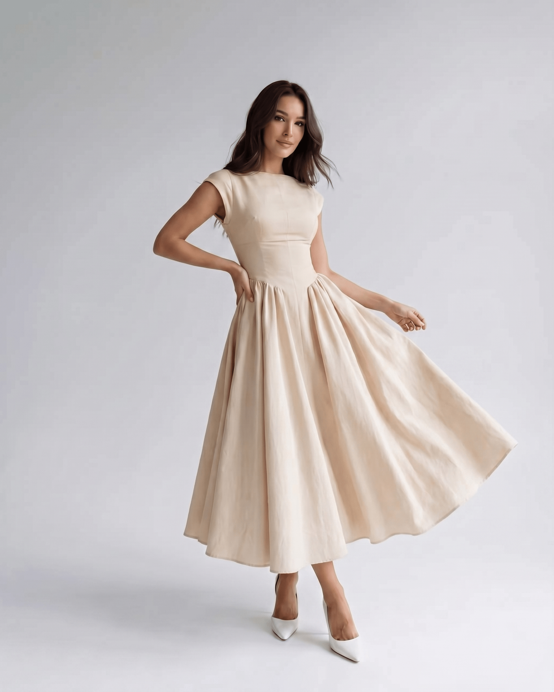Women's Dress | Midi Pleated Skirt Drop Waist