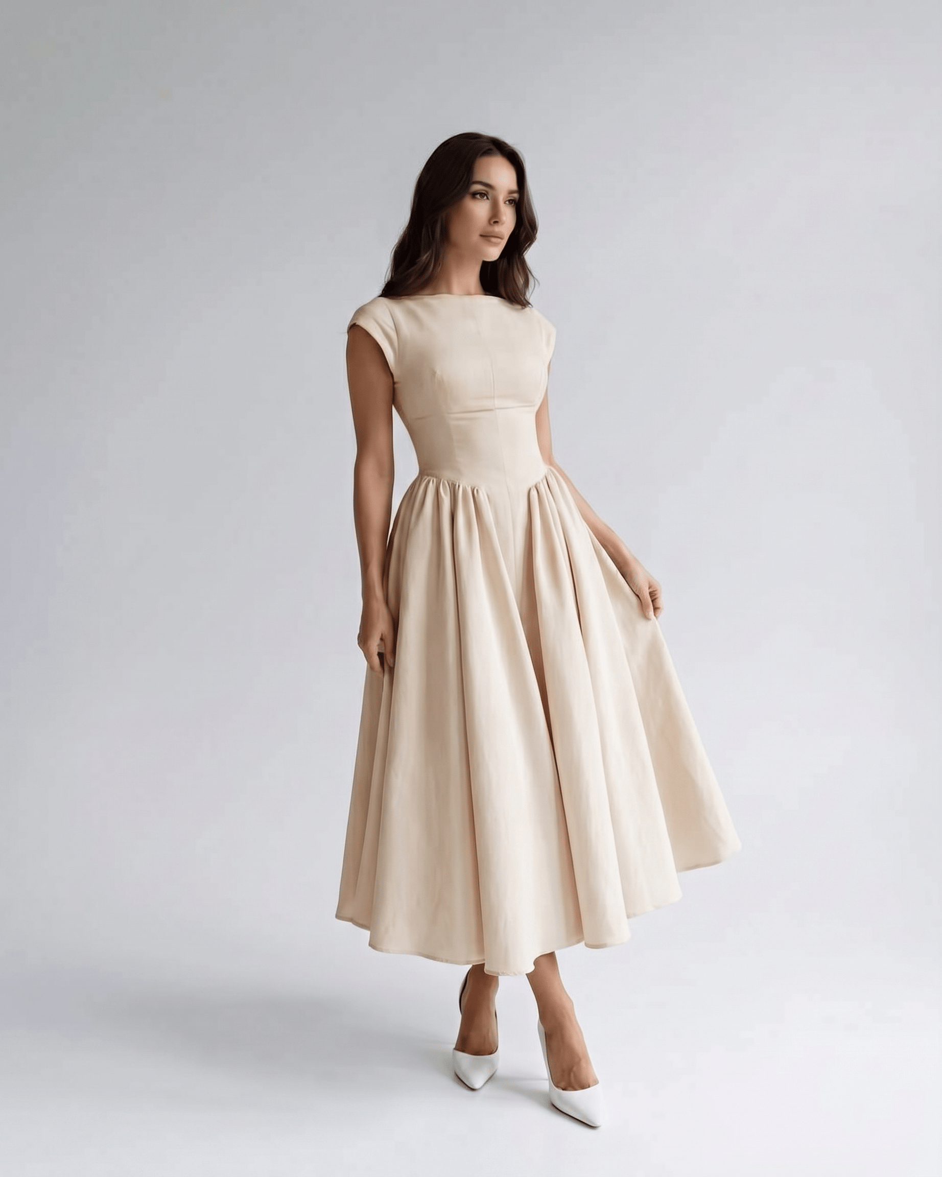 Women's Dress | Midi Pleated Skirt Drop Waist