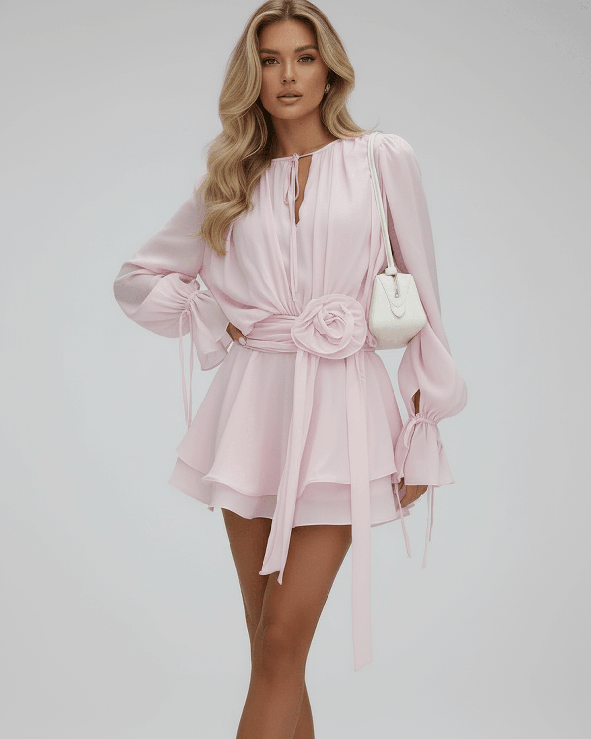 Women's Dress | Mini with Floral Waist Detail