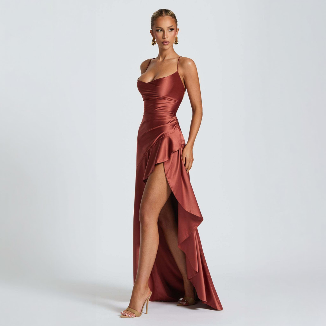 Women's Maxi Dress | Draped High Slit