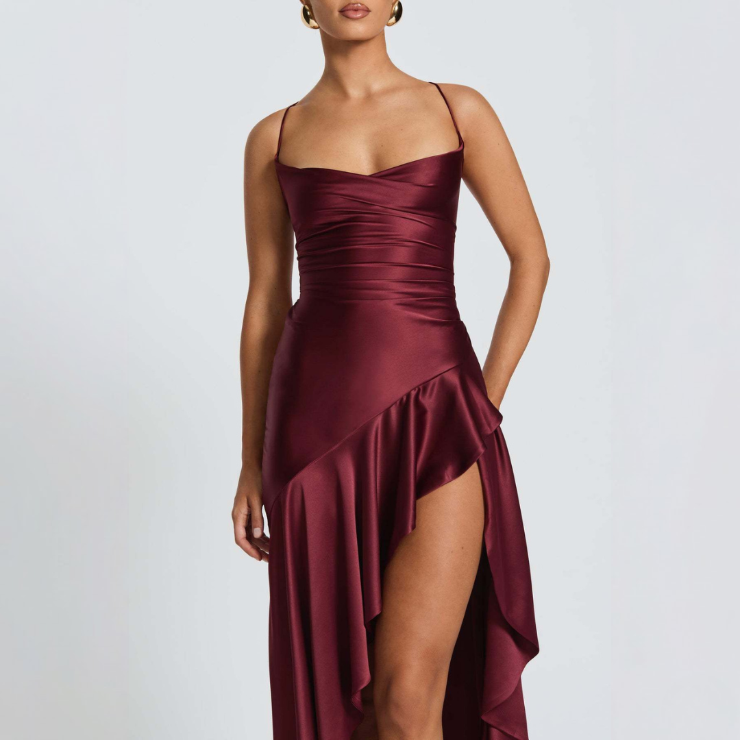 Women's Maxi Dress | Draped High Slit