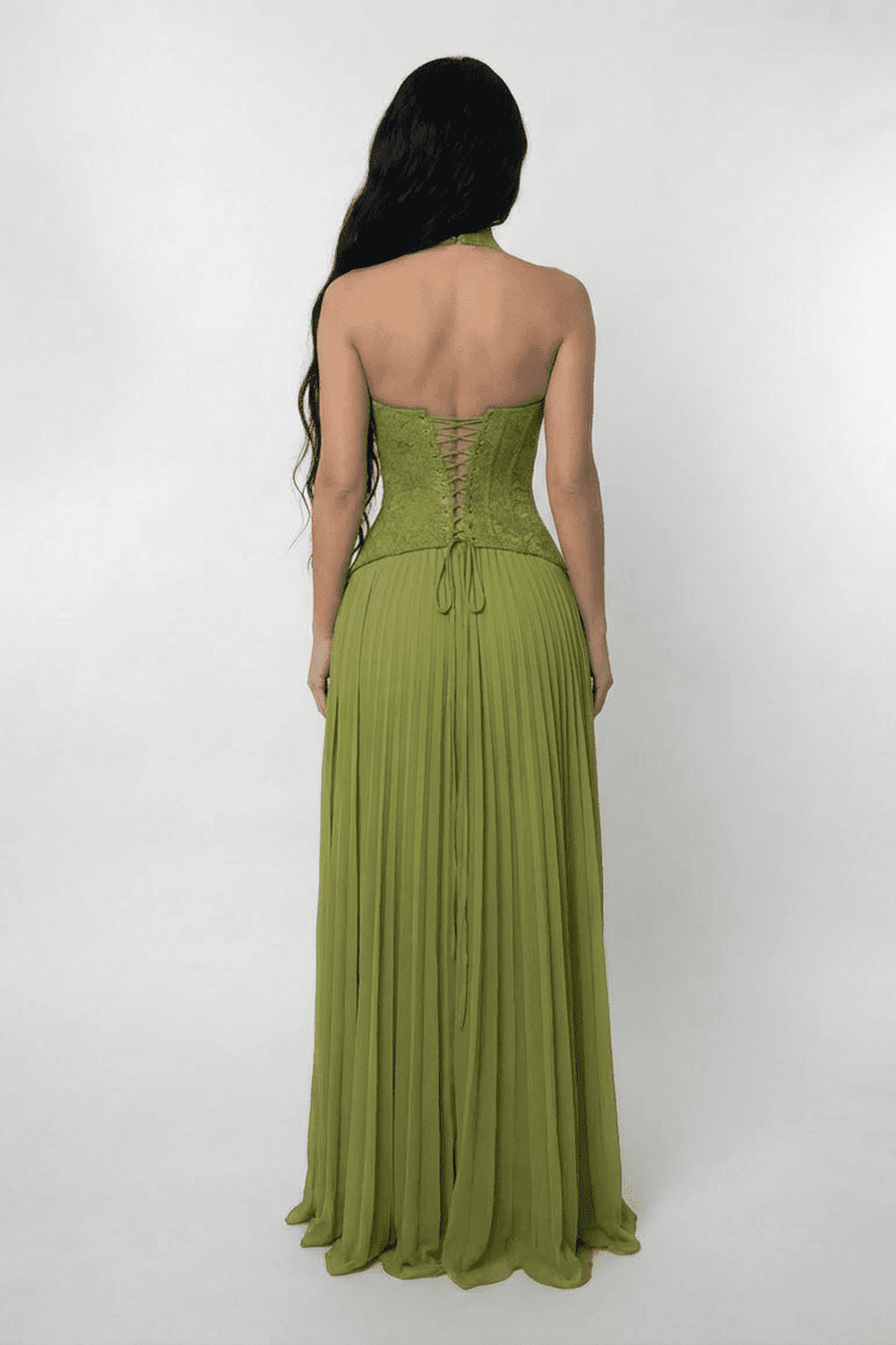 Wedding Guest Dress | Maxi with Halterneck & Lace Bodice
