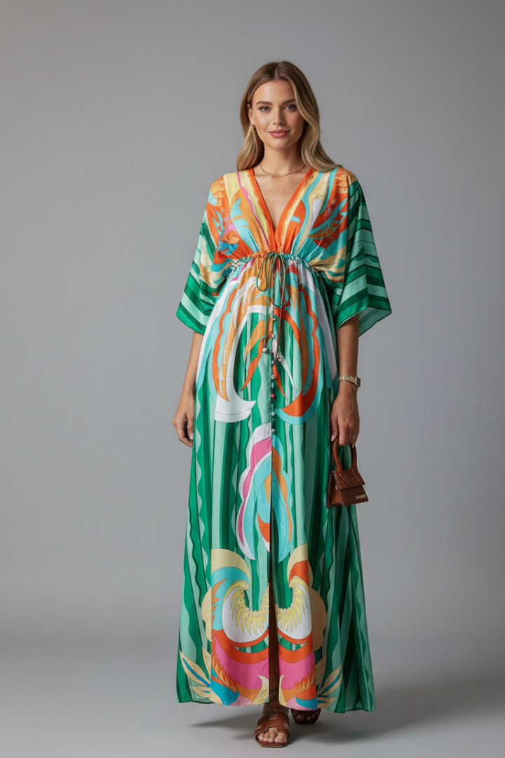 Women’s Dress | Tie Waist Maxi V-Neck