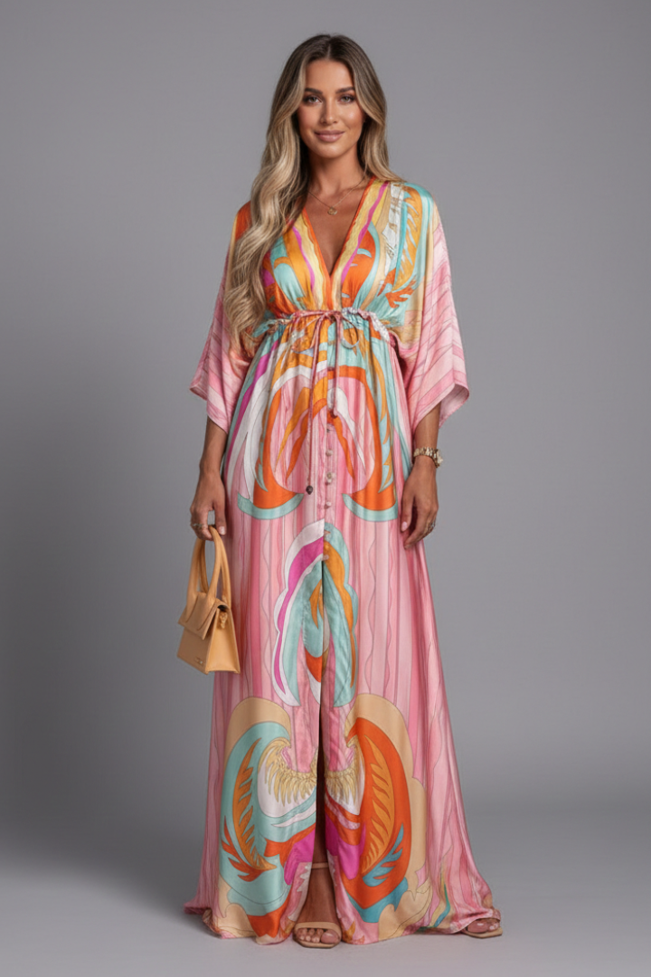 Women’s Dress | Tie Waist Maxi V-Neck