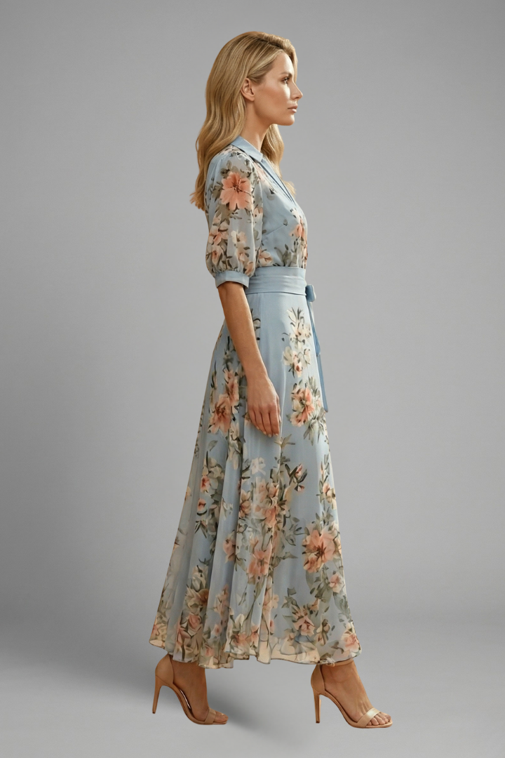 Women’s Dress | Midi V-Neck Floral Pattern
