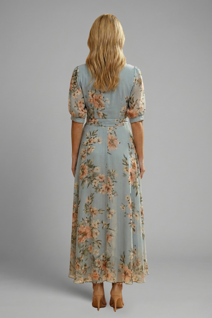 Women’s Dress | Midi V-Neck Floral Pattern