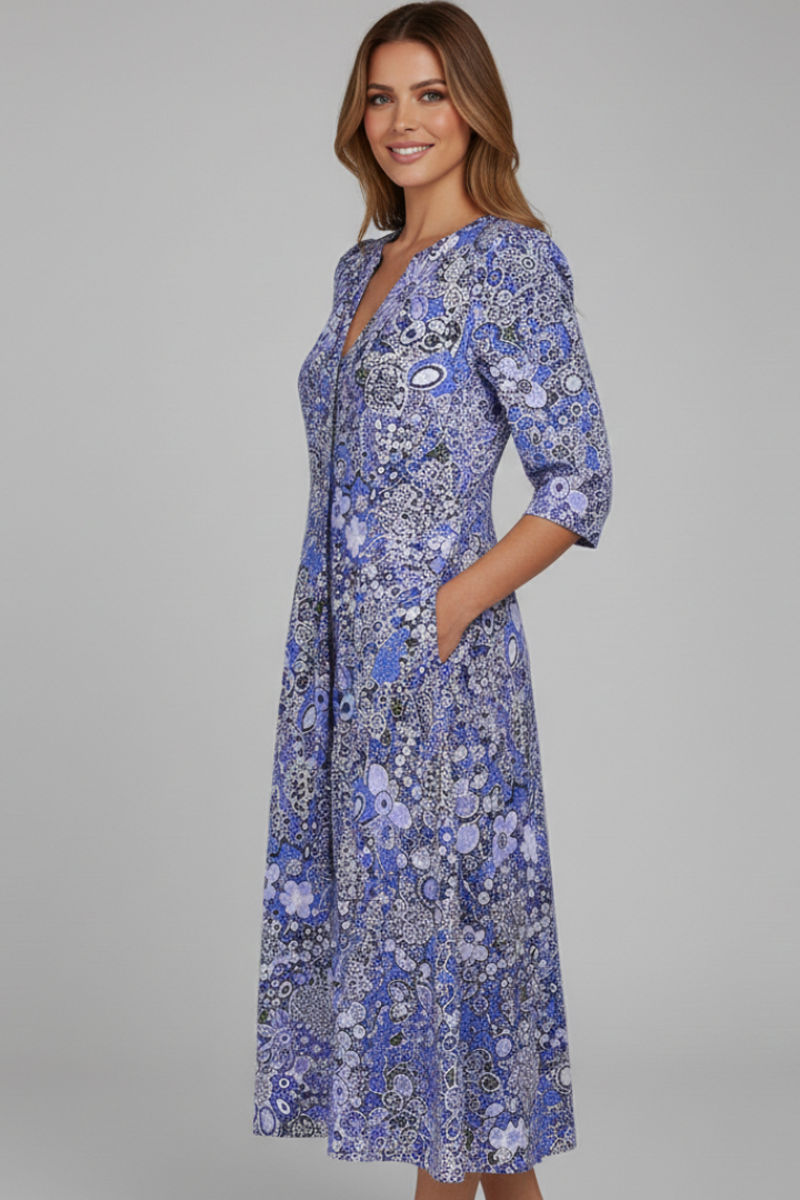 Women’s Dress | 3/4 Sleeves Midi V-Neck