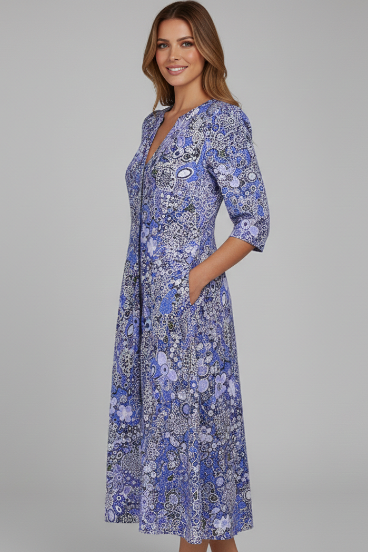 Women’s Dress | 3/4 Sleeves Midi V-Neck