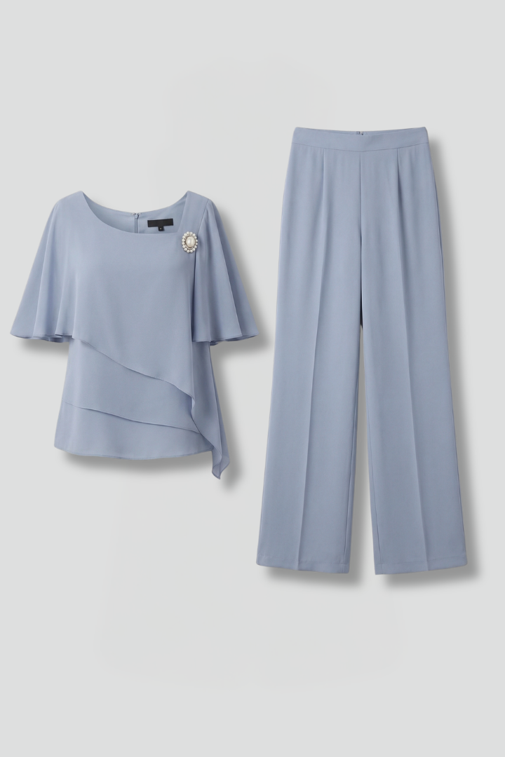 Women’s Set | Layered Top Straight Leg Trousers