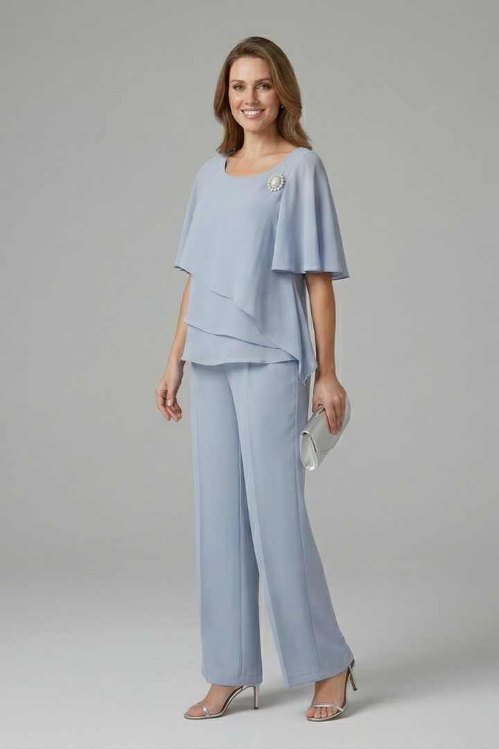 Women’s Set | Layered Top Straight Leg Trousers