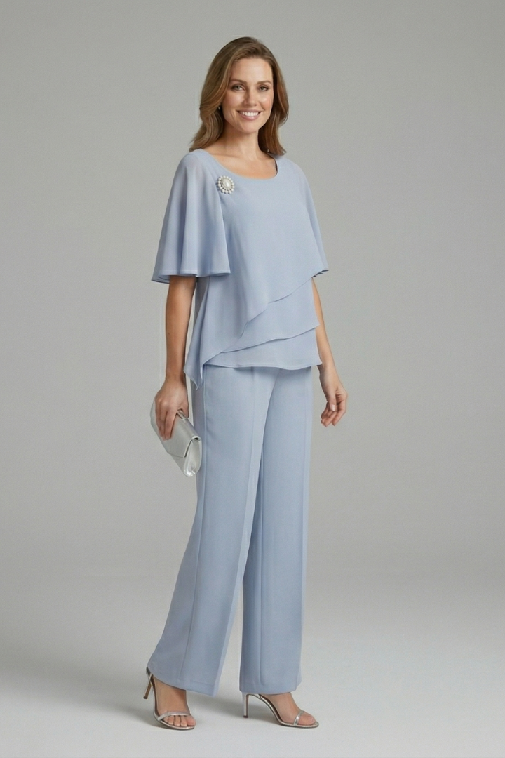 Women’s Set | Layered Top Straight Leg Trousers