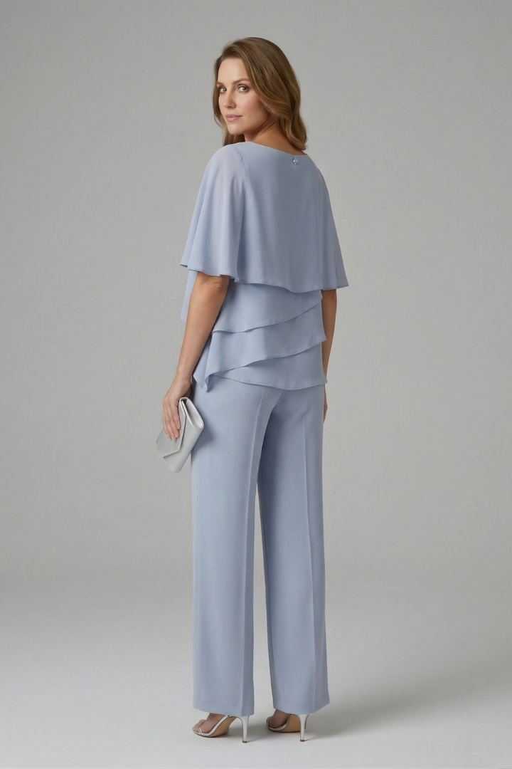 Women’s Set | Layered Top Straight Leg Trousers