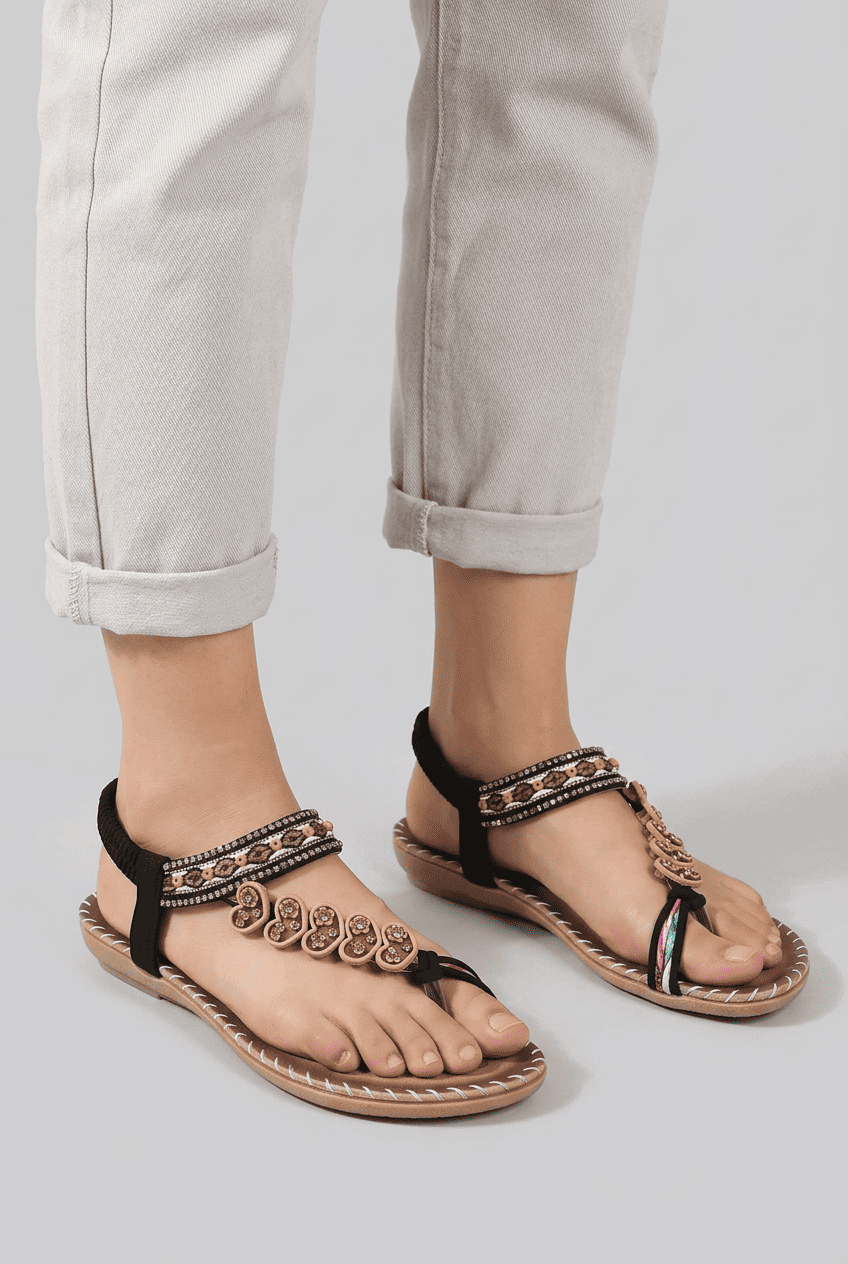 Women’s Boho Beaded Strap Sandals | Summer
