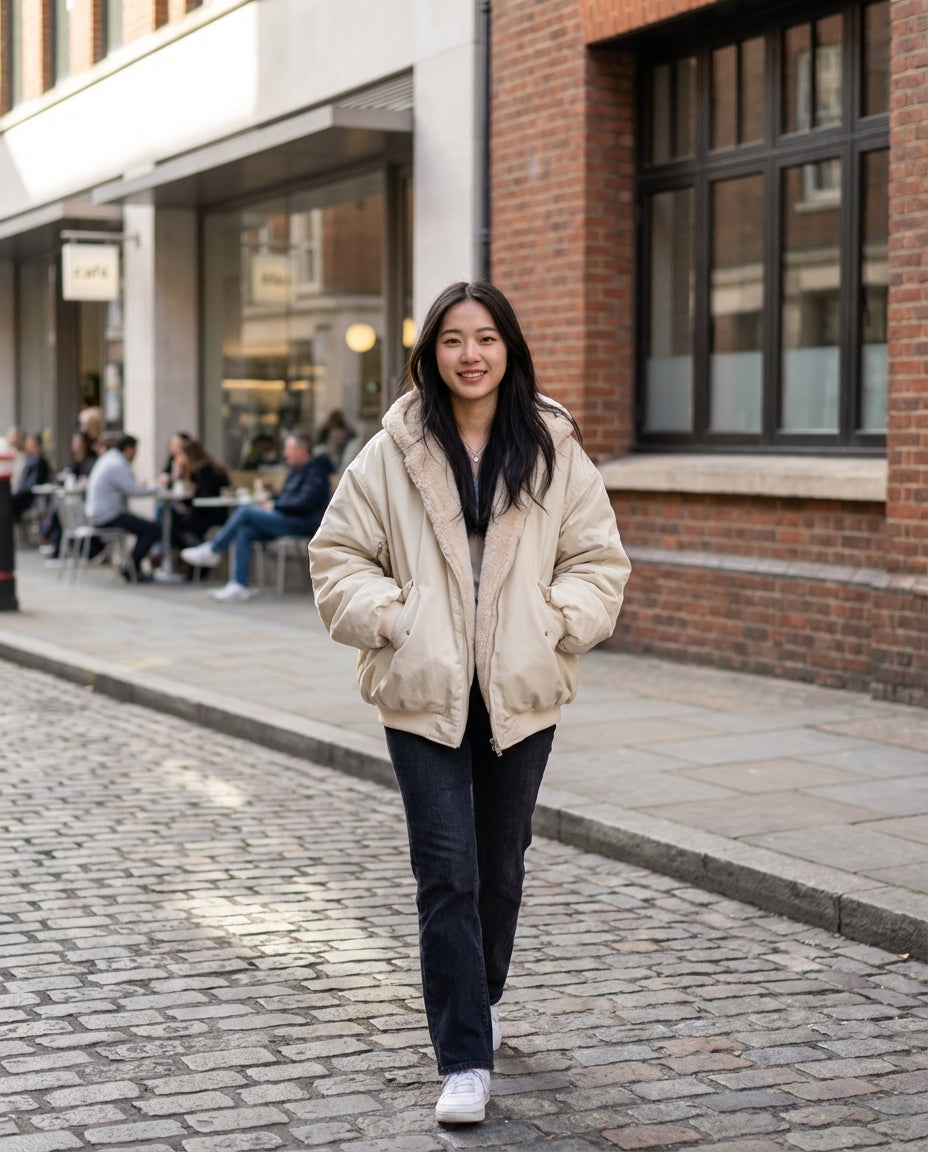 Women's Bomber Jacket | Zip-Up Oversized Fit