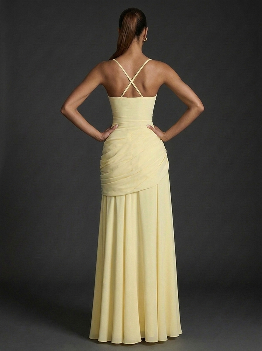 Women's Dress | Strapless Corset Ruched Wedding Guest Maxi