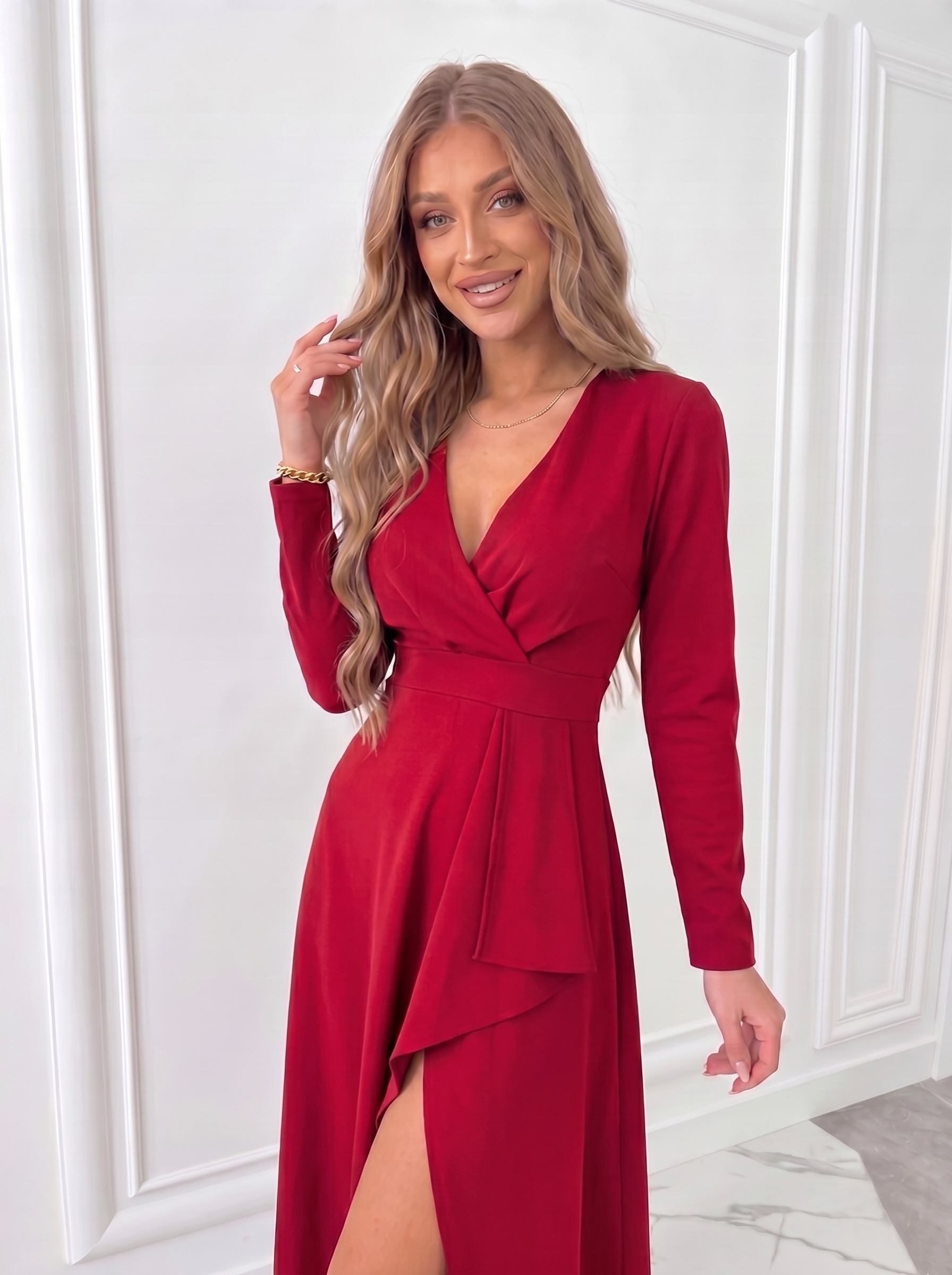Women's Dress | V-Neck Sheath Midi