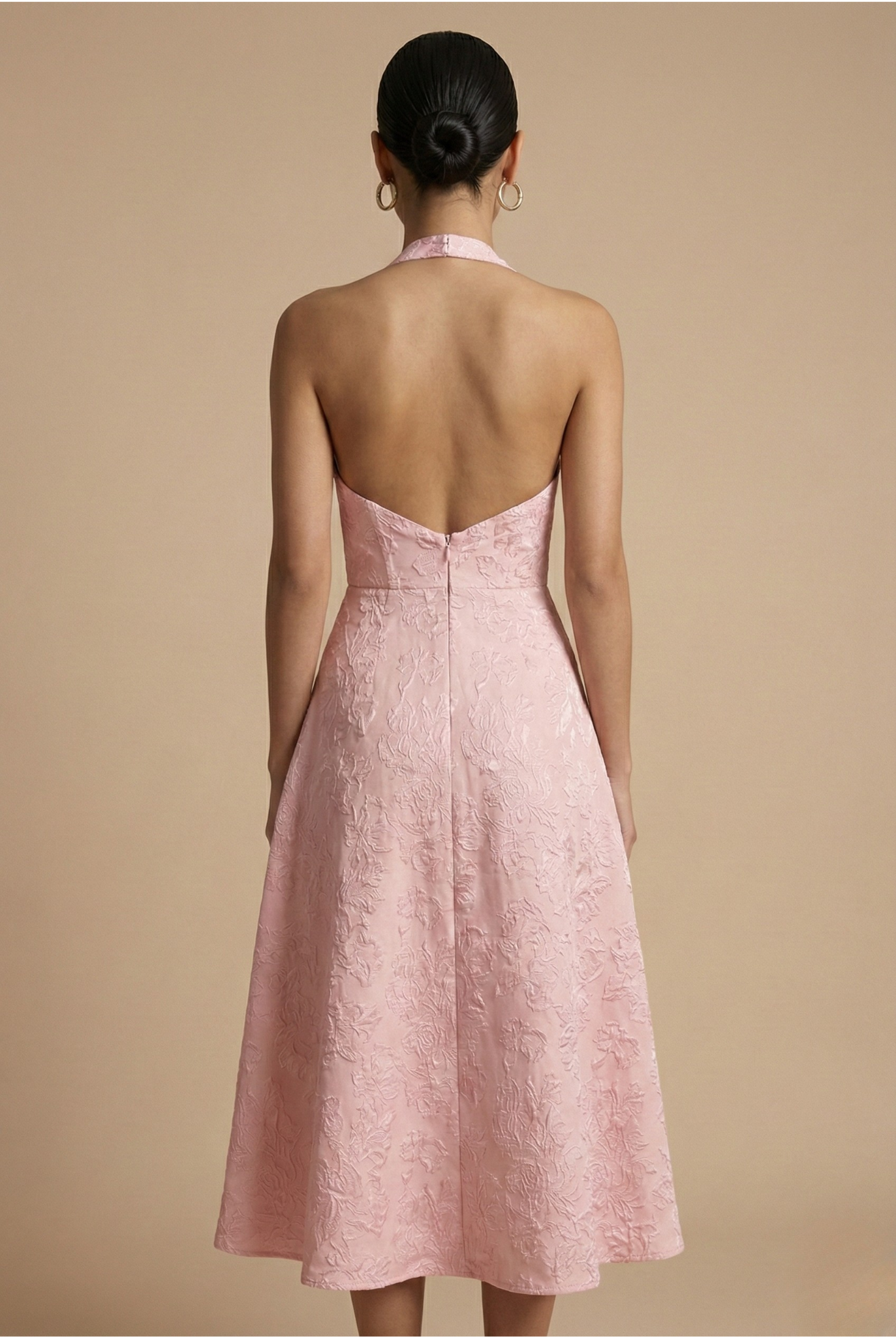 Women's Dress | Halter Neck Midi Textured