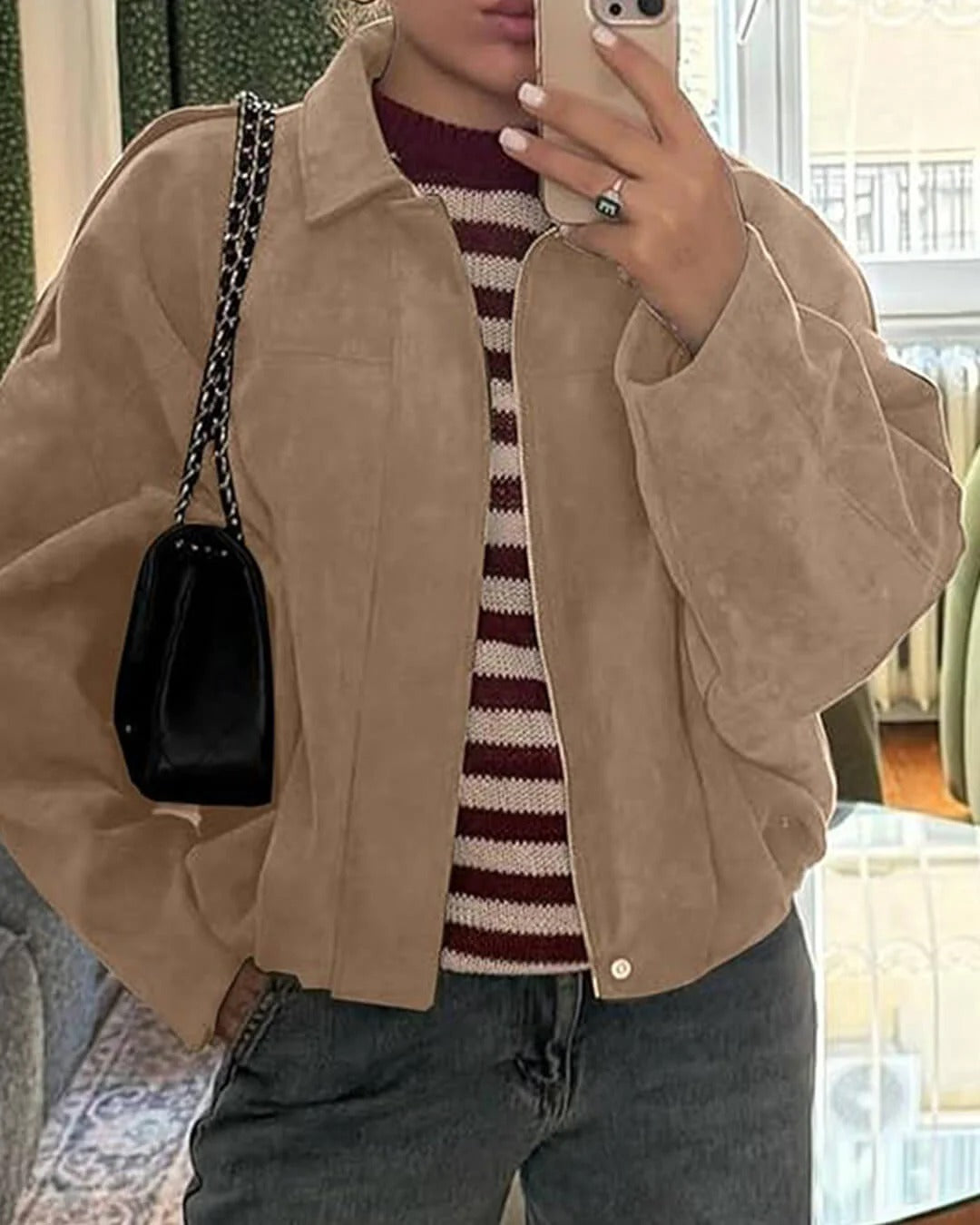 Women's Jacket | Collared Bomber Zipper