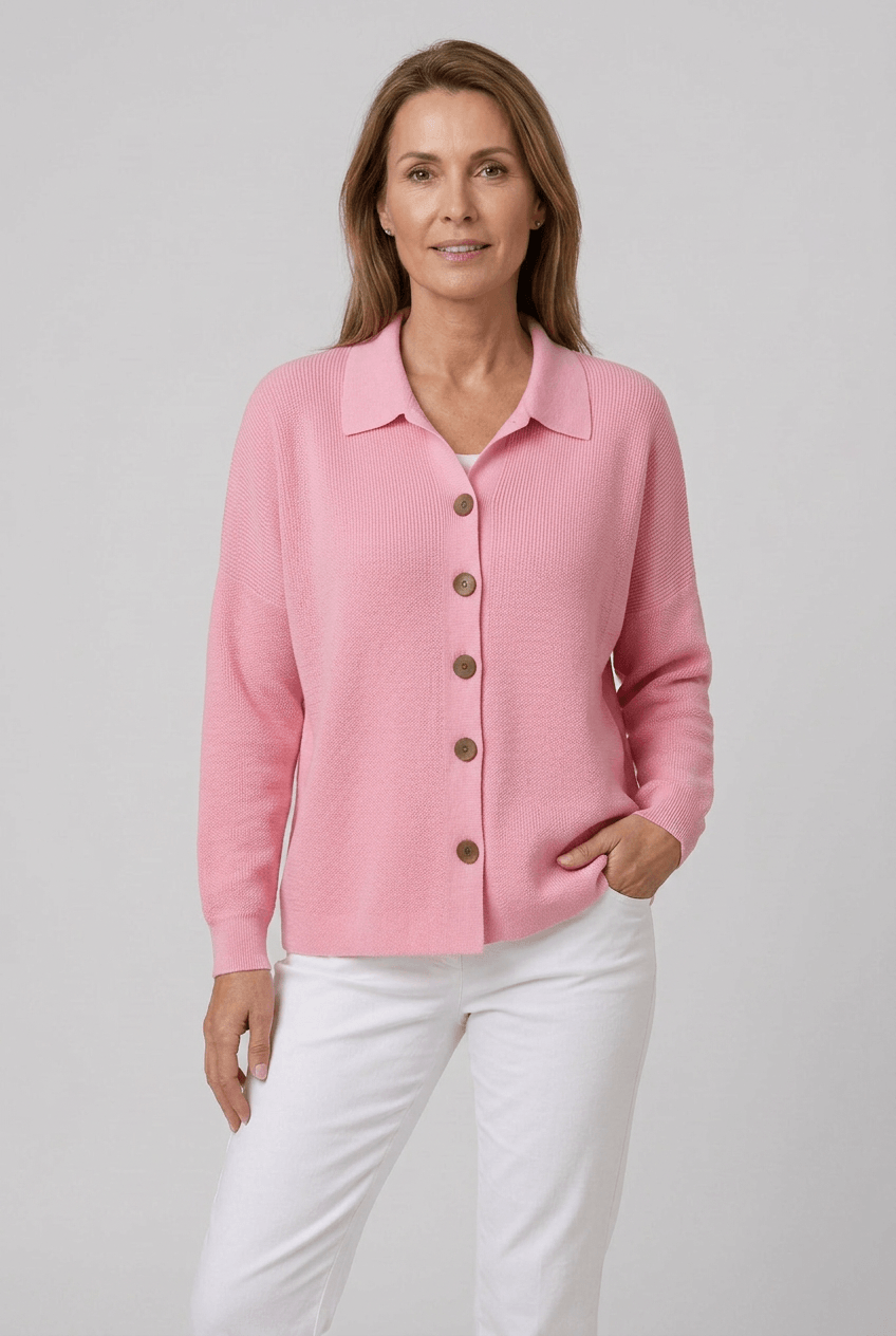 Women's Knit Cardigan with Collar | Button Front
