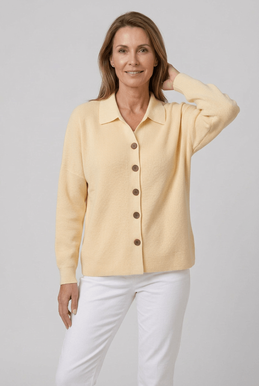 Women's Knit Cardigan with Collar | Button Front