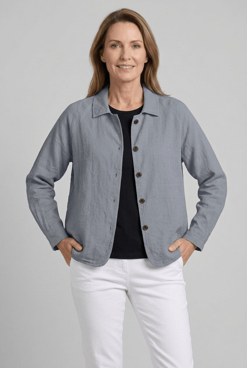 Women's Button Down Shirt with Open Collar | Long Sleeves