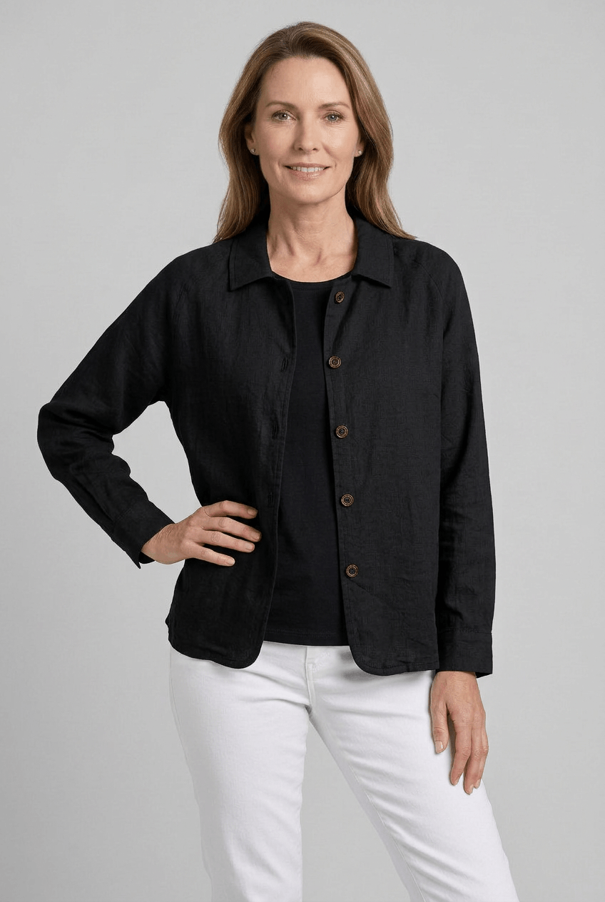 Women's Button Down Shirt with Open Collar | Long Sleeves