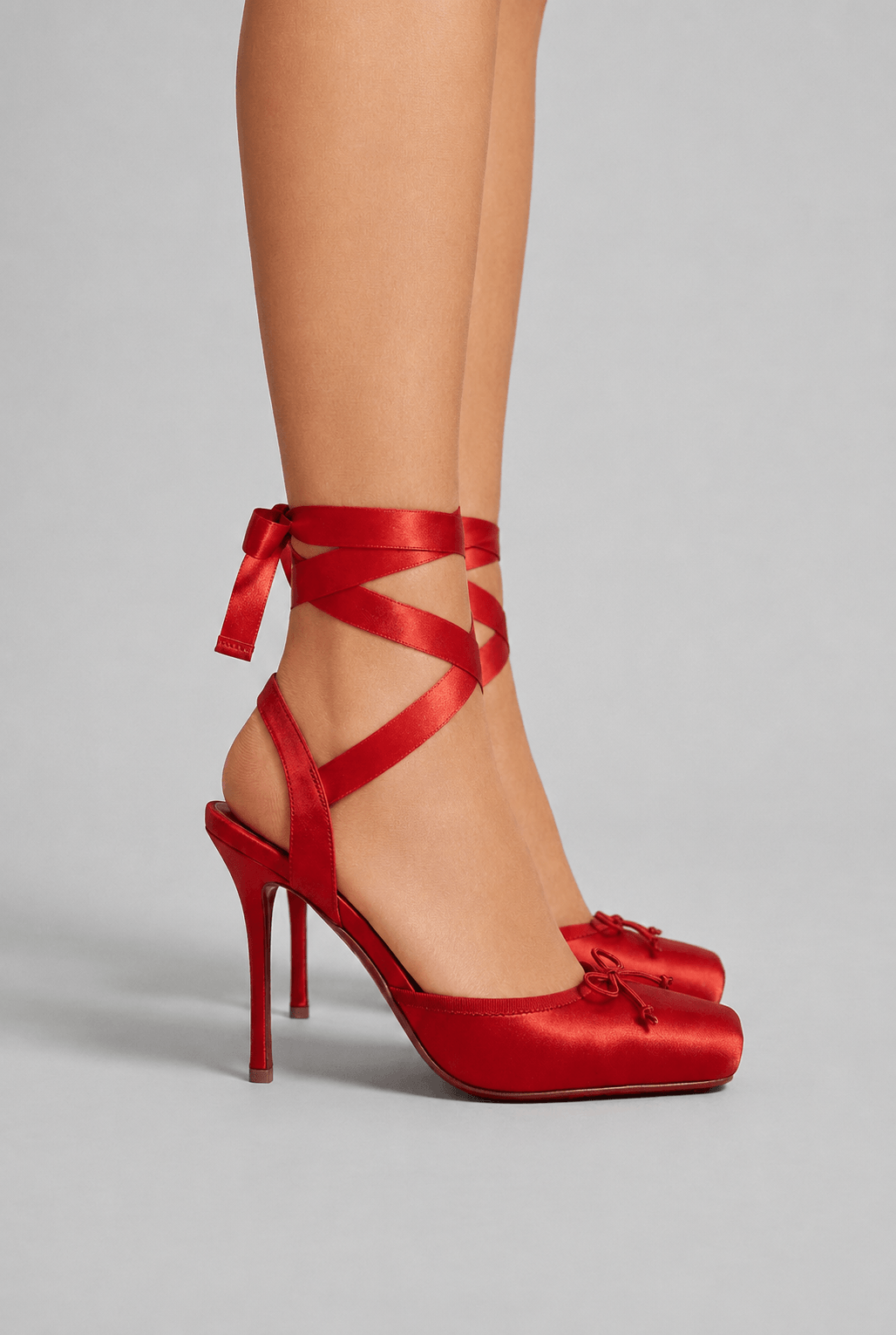 Women's Stiletto Heels with Ribbon Ankle Tie | Bow Detail