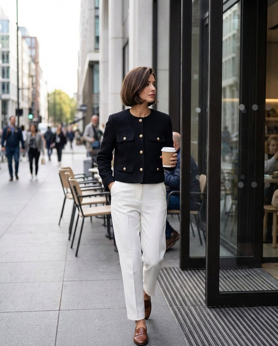 Women's Short Jacket | Button Front Tailored Fit