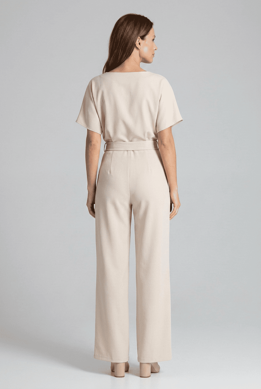 Women’s Short Sleeve Wide Leg Jumpsuit | Belted