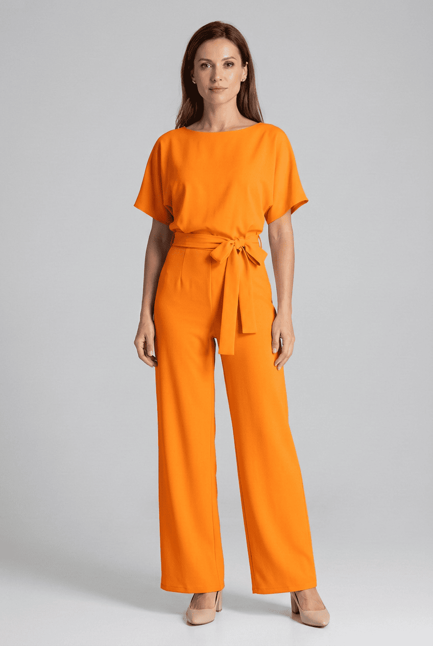 Women’s Short Sleeve Wide Leg Jumpsuit | Belted