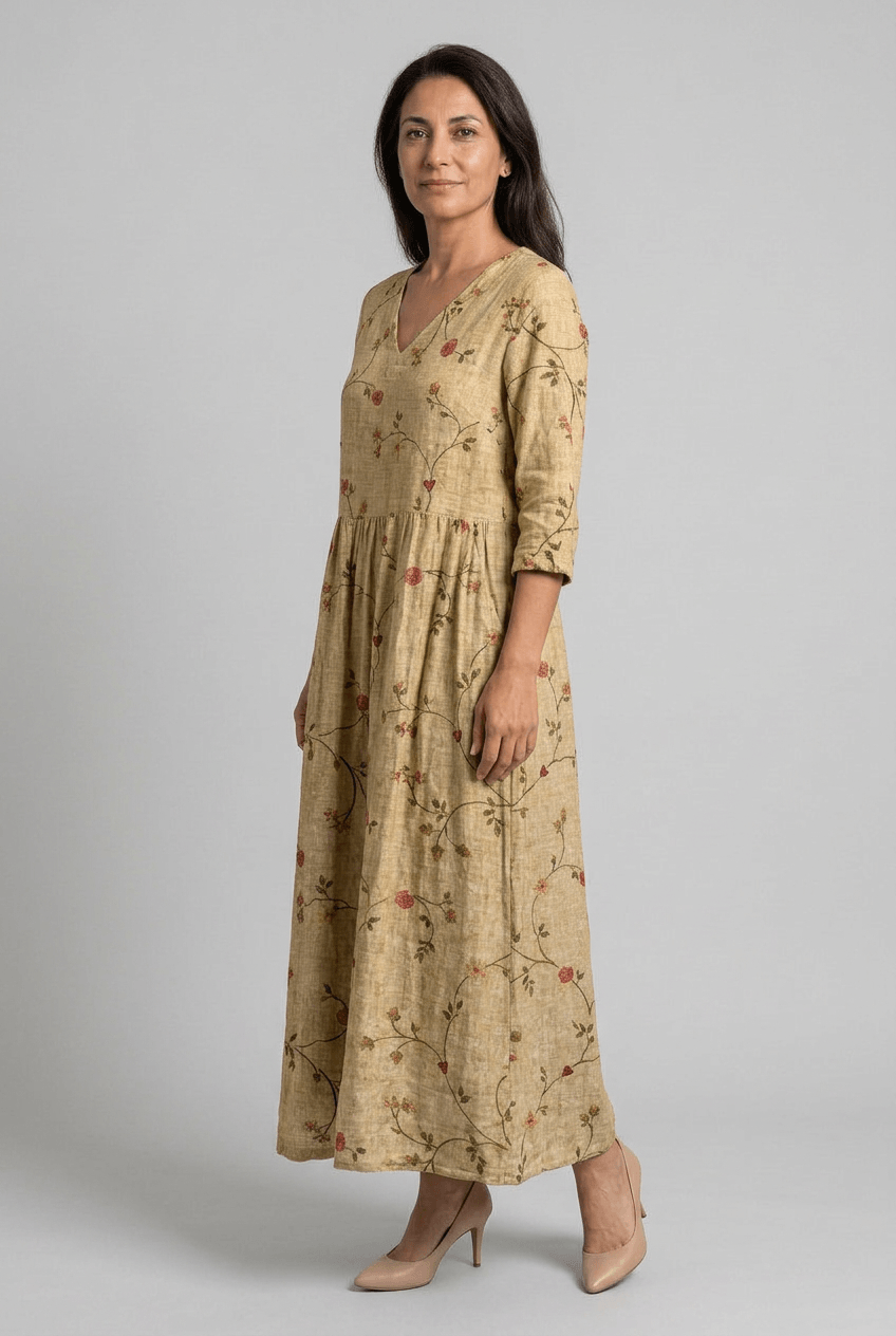 Women's V-Neck Floral Pattern Summer Dress | Maxi