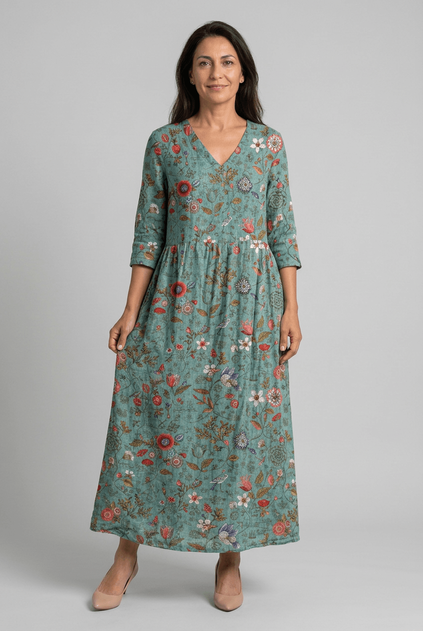 Women's V-Neck Floral Pattern Summer Dress | Maxi