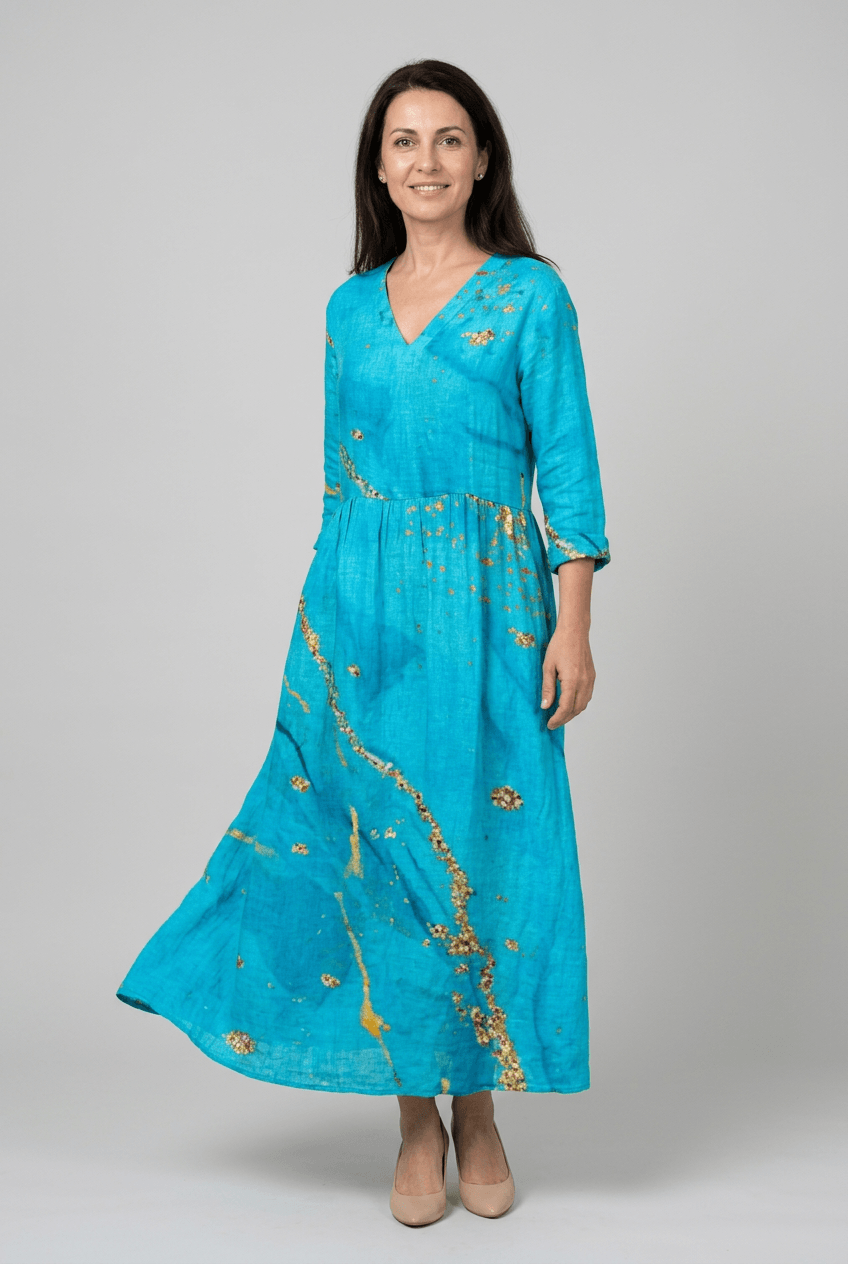 Women's V-Neck Floral Pattern Summer Dress | Maxi