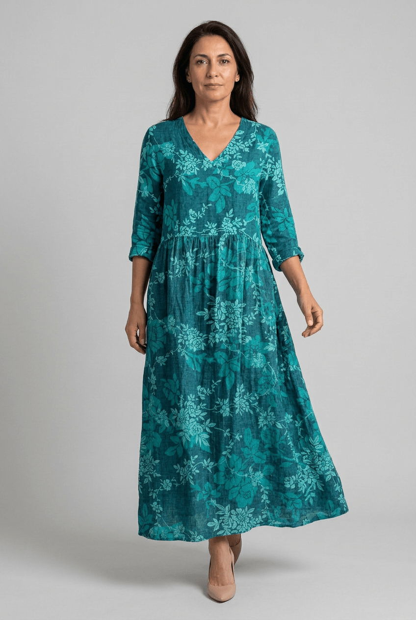 Women's V-Neck Floral Pattern Summer Dress | Maxi