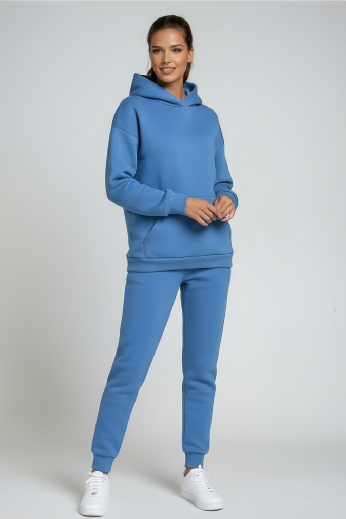 Womens Hoodies And Joggers Set with Relaxed Fit Sweatshirt and Ribbed Cuffs