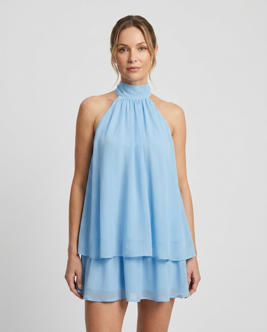 Women's Dress | Halter Neck Mini with Bow Back Detail