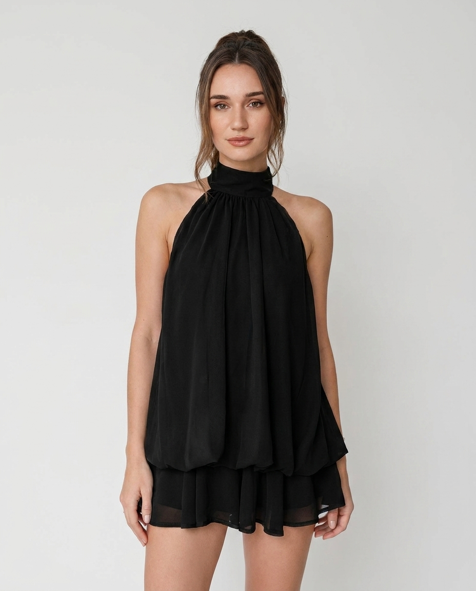 Women's Dress | Halter Neck Mini with Bow Back Detail