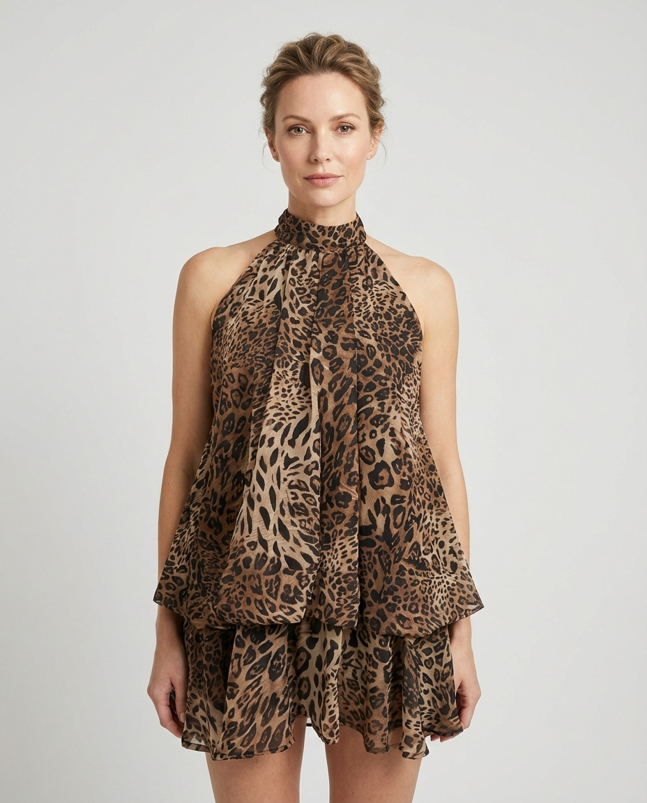 Women's Dress | Halter Neck Mini with Bow Back Detail