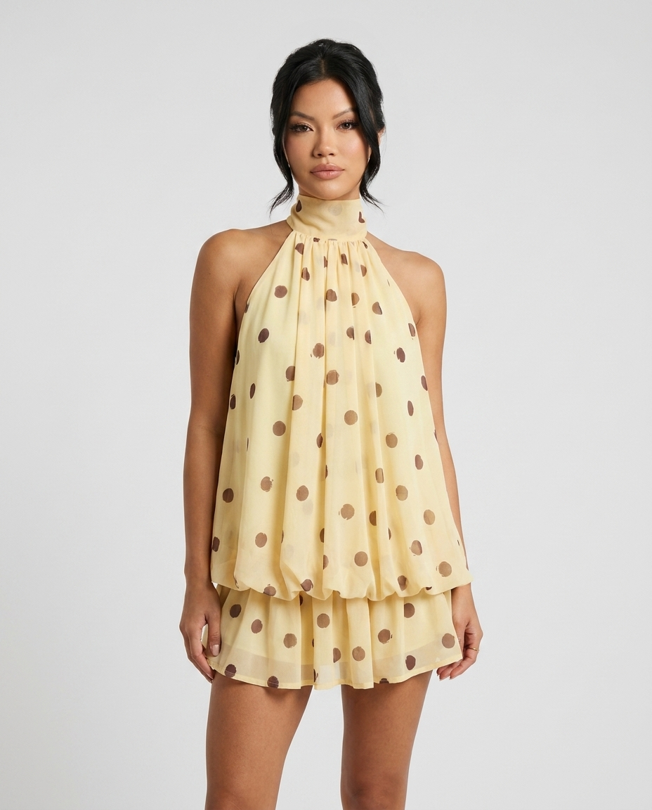 Women's Dress | Halter Neck Mini with Bow Back Detail